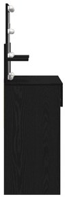 Mesa de Maquiagem vidaXL com LED Carvalho Preto 100x40x130 cm