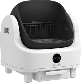 PawHut Caixa de areia autolimpante para gato entrada superior isolamento de odores/proteção de segurança branco | Aosom Portugal