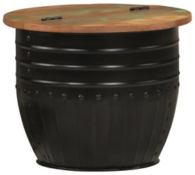 Mesa de centro 50x39,5 cm madeira recuperada maciça preto