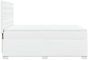 Cama com molas/colchão 160x200 cm couro artificial branco