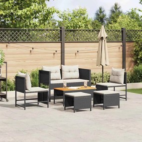 vidaXL Conjunto de Sofás Externos Preto Rattan Sintético Médio