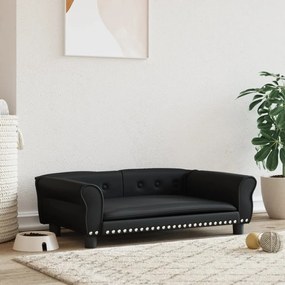 vidaXL Cama para cães 95x55x30 cm couro artificial preto