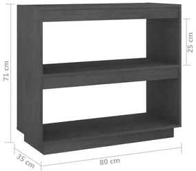 Estante 80x35x71 cm madeira de pinho maciça cinzento