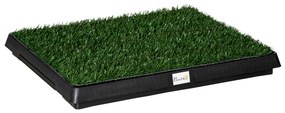 PawHut Banheiro para Cachorro Resguardo Treino Erva Bandeja Cães Sanita Interior Animais Estimação Prático Higiénico 51x63x6 cm Verde | Aosom Portugal