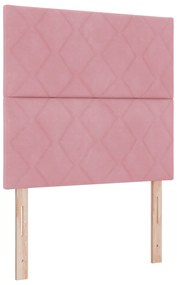 Cama Box Spring Rosa com Colchão e Banco 90x190 cm Veludo