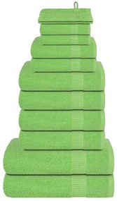 vidaXL 12pcs Conjunto de toalhas FROGN 360 g/m² verde maça