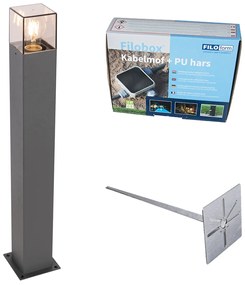Candeeiro de exterior 70 cm antracite com ponta de terra e manga de cabo - Dinamarca Moderno