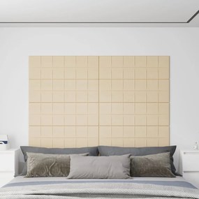 vidaXL Painel de parede 12 pcs 90x30 cm tecido 3,24 m² cor creme