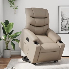 Poltrona reclinável elevatória couro artificial cor cappuccino