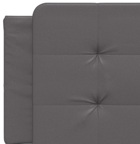 Almofadão de cabeceira 160 cm couro artificial cinzento