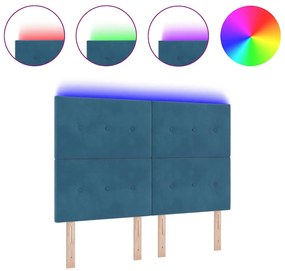 Cabeceira LED vidaXL Azul Escuro 72 cm Veludo