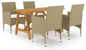 5 pcs conjunto de jantar para jardim bege