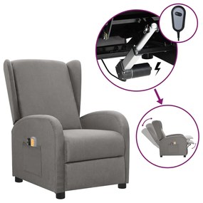 vidaXL Poltrona de massagens elétrica tecido cinzento-claro