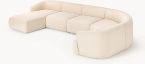 Sofá de canto comprido modular XL em bouclé Sofia