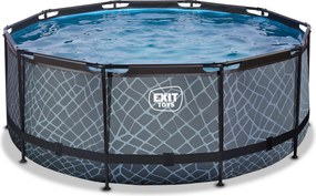 Piscina redonda Stone ø360x122cm com bomba de filtro de areia - cinzenta