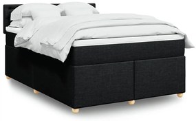 vidaXL Cama com molas/colchão 140x200 cm tecido preto