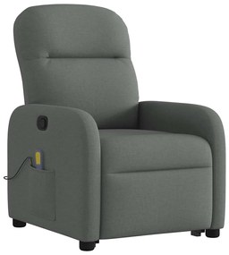 Poltrona elevatória de massagens tecido cinzento-escuro