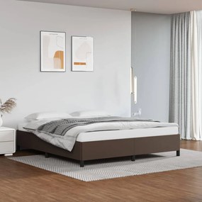 Estrutura de cama 160x200cm couro artificial castanho