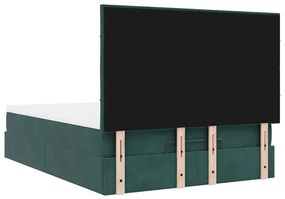 Estrutura cama otomana colchões 140x200 cm veludo verde escuro