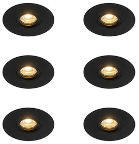 Conjunto de 6 Focos Embutidos Modernos Pretos 12 cm - Buco