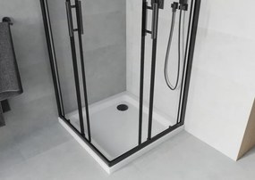 Mexen Rio cabine de duche quadrada 70 x 70 cm, transparente, preta + base Flat, branca - 860-070-070-70-00-4010B