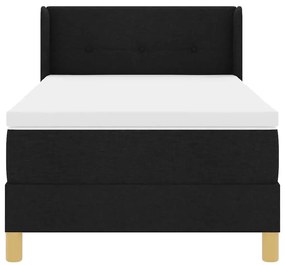 Cama Box com cabeceira Manual Preto e Branco 90 x 190 cm tecido