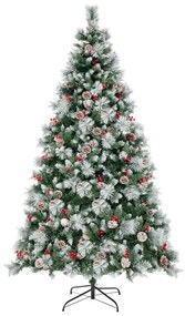 Árvore de Natal pré-iluminada de 215 cm com 747 pontas de ramos, 350 luzes LED, 55 pinhas e 55 bagas vermelhas