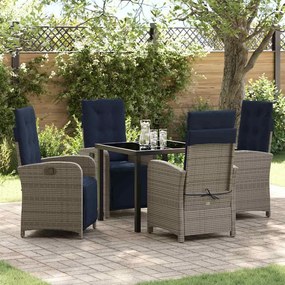 Conjunto de Jantar de 5 Peças pra Jardim em Rattan Sintético Cinza