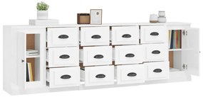 Aparadores 3 pcs derivados de madeira branco brilhante
