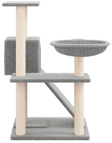 Árvore p/ gatos c/ postes arranhadores sisal 82 cm cinza-claro