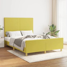 vidaXL Estrutura de cama sem colchão 140x200 cm tecido verde