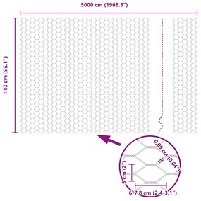 Cerca Hexagonal Cinzeto 1.4 x 50 m Aço