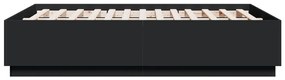 Estrutura cama c/ luzes LED 120x190 cm derivados madeira preto