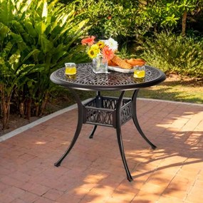 Mesa de jardim redonda  com orifício para guarda-sol Ø 90 cm, em alumínio fundido
