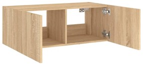 Móvel de parede p/ TV c/ luzes LED 80x35x31 cm carvalho sonoma