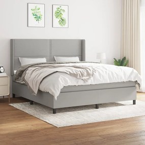 vidaXL Cama com molas/colchão 160x200 cm tecido cinzento-claro