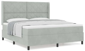 Cama Box Spring com Colchão Cinza Claro 180x200 cm Veludo