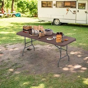 Mesa de piquenique de 180 cm com superfície em HDPE portátil para acampar Café