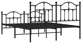 Estrutura de cama com cabeceira e pés 150x200 cm metal preto