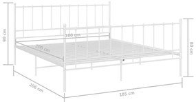 Estrutura de cama 180x200 cm metal branco