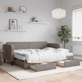 vidaXL Sofá-cama c/ gavetão/gavetas 80x200 cm tecido cinza-acastanhado