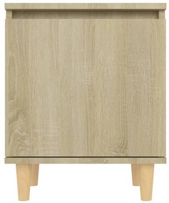 Mesa cabeceira pernas de madeira 40x30x50 cm carvalho sonoma