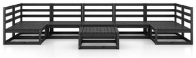 8 pcs conjunto lounge de jardim pinho maciço