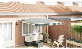 vidaXL Toldo Retrátil Automático Verde e Branco 350x250 cm