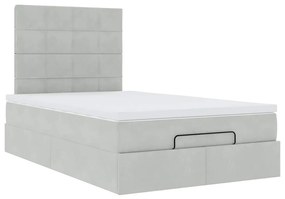 Estrutura de cama otomana com colchões cinza claro Veludo