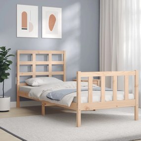 Estrutura de cama com cabeceira 90x190 cm madeira maciça