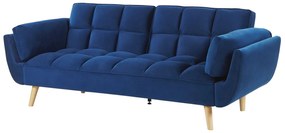 Sofá-cama em veludo azul marinho ASBY Beliani