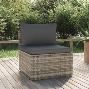 vidaXL Sofá de centro p/ jardim c/ almofadão 57x57x56 cm vime PE cinza