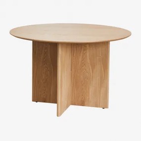 Mesa De Jantar Redonda Ø120 Cm Em Mdf Saonara Natural - Sklum