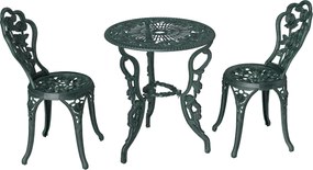 Outsunny Conjunto de Jardim 2 Lugares Estilo néo-rétro com Mesa Redonda e Cadeiras Ergonomicas | Aosom Portugal